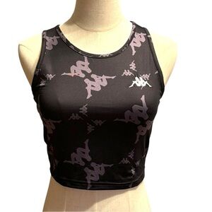 Kappa Black Logo Print Crop Tank Top Women’s Medium Y2K Streetwear